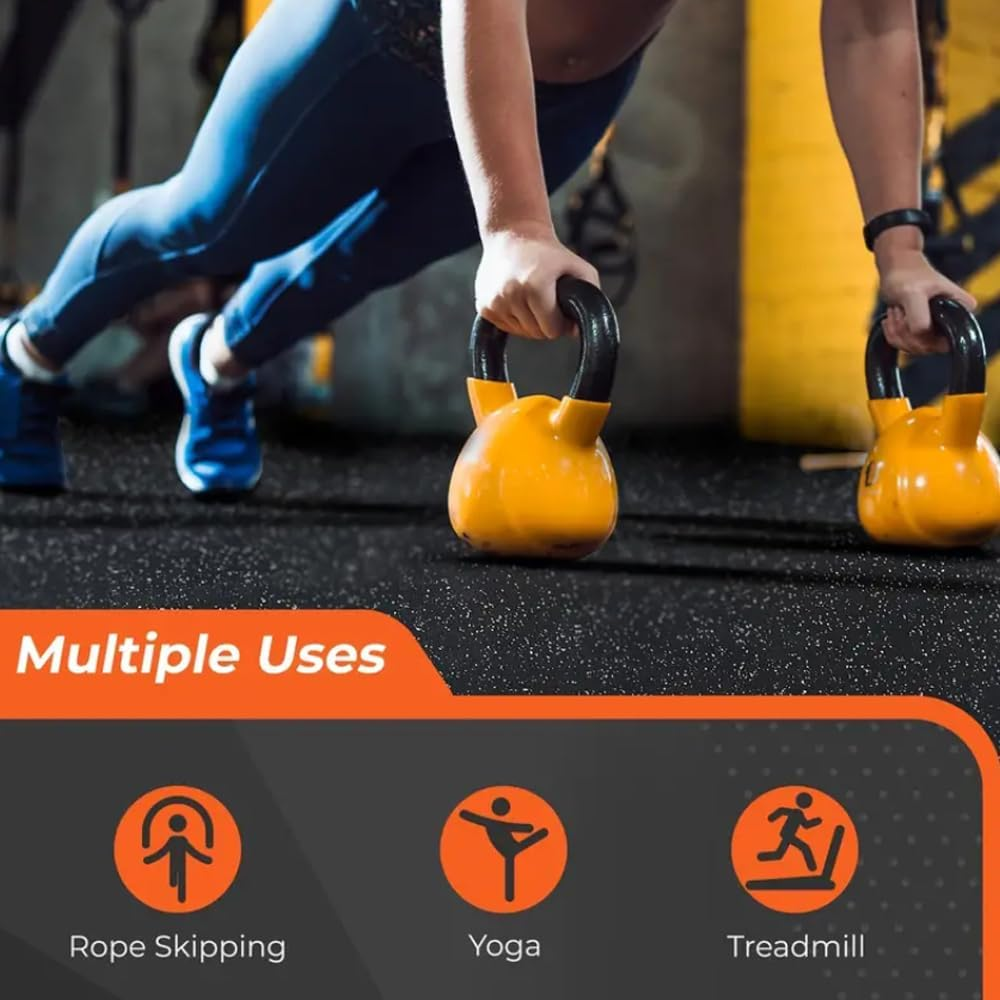 Gym Mat Flooring - Heavy Duty Rubber Mat for Gym Exercise - Premium Slip-Resistant, Shock Absorbent, Solid Rubber Matting for Gymnastic, Sports & Fitness - 1M X 1M with 15MM Thickness image number 1