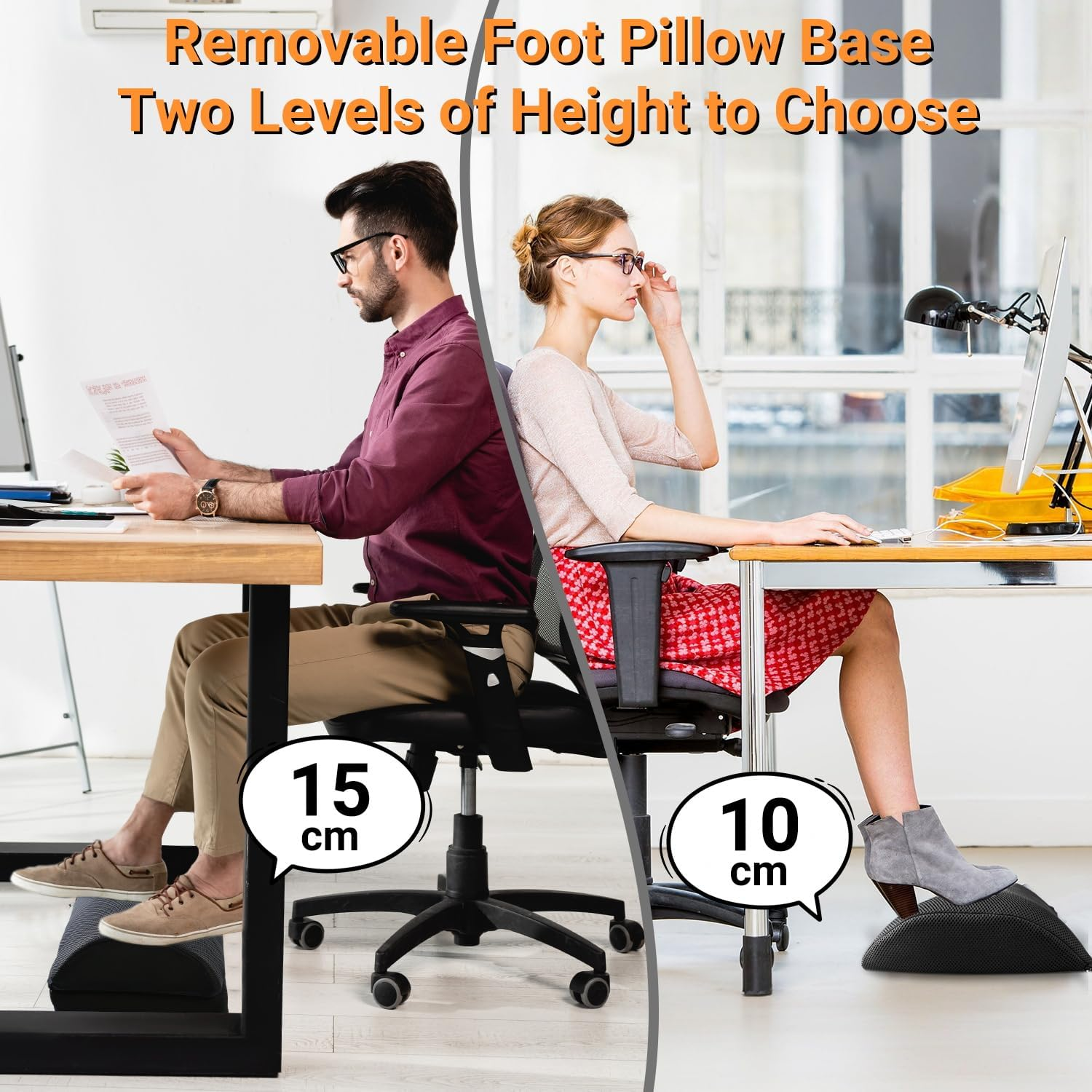 Simofuze Foot Rest under Desk, Ergonomic Footrest, Foot Pillow with Memory Foam, Adjustable Detachable Cushion, Desk Foot Rest with Anti-Slip Cover, Foot Stool for Office, Home and Gaming image number 4