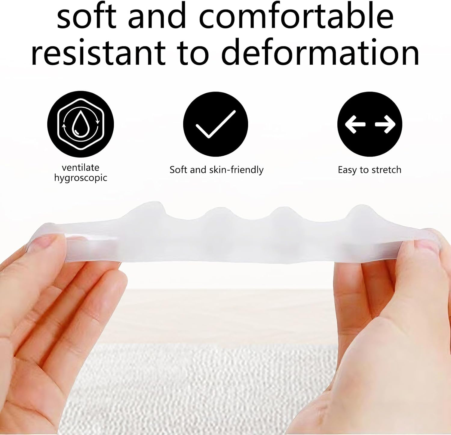 JANGJANG 4 Pairs Soft Gel Toe Separators, Bunion Corrector and Toe Straightener, Toe Spacers and Big Toe Stretcher for Pain Relief, Black and White Color Options image number 3