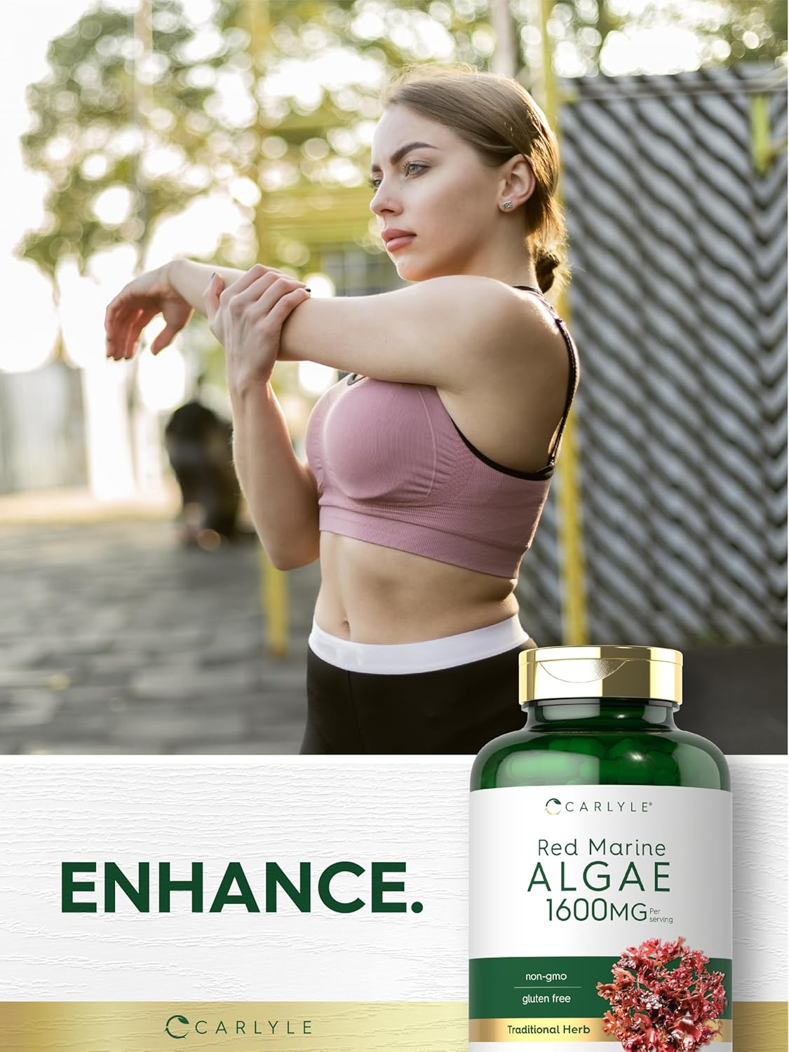 Red Marine Algae 1600Mg | 200 Capsules | Vegetarian Supplement | Non-Gmo, Gluten Free | by Carlyle image number 1