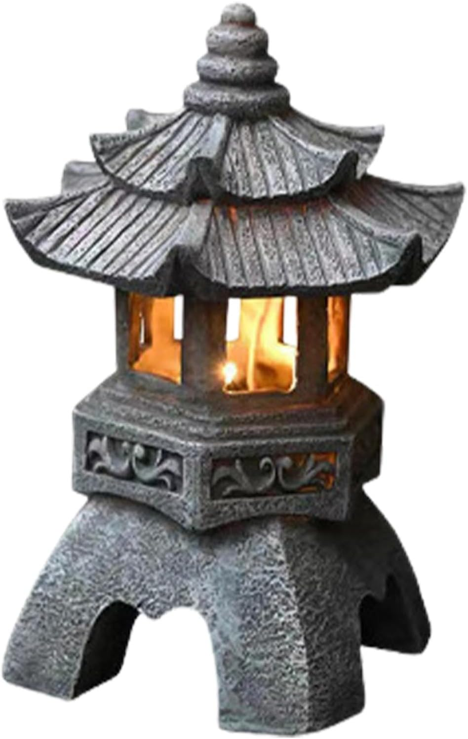Solar Lantern - Stone Japanese Pagoda Lantern Statue, Solar Powered Yard Lights for Pathway, Court, Front Yard image number 6