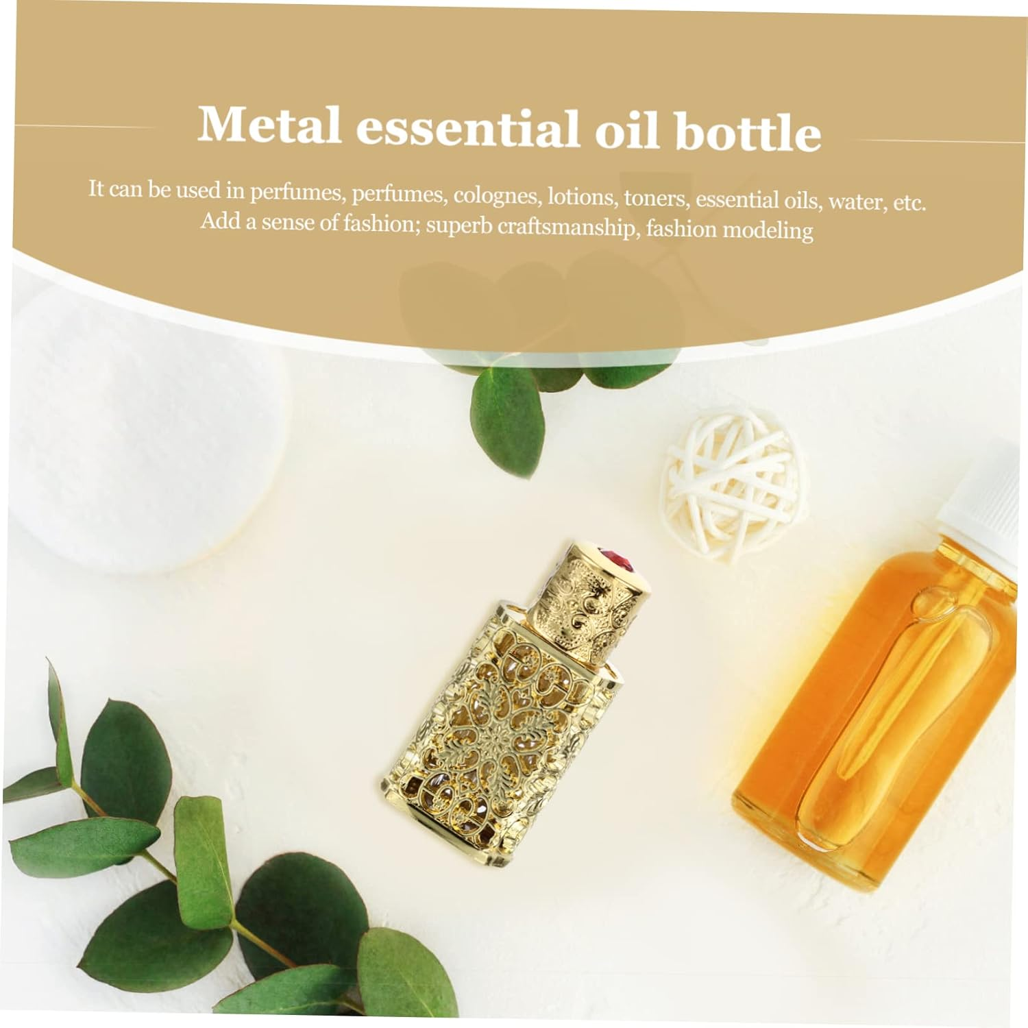 CHILDWEET 3Pcs Perfume Spray Bottles for Essential Oil Storage Hollow Engraving Metal Glass Design for Travel Toiletries and Liquid Dispensing image number 5