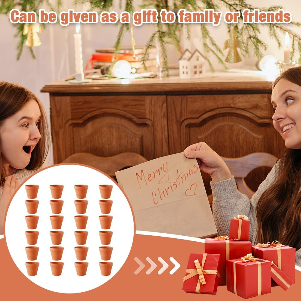 HIULLEN 24Pcs Terracotta Plant Pots, 4.8Cm Small Ceramic Plant Pots, Mini Flower Pots, Multi Purpose Mini Terracotta Pots for Plants, Flowers, Candle Making, and Painted Art image number 5