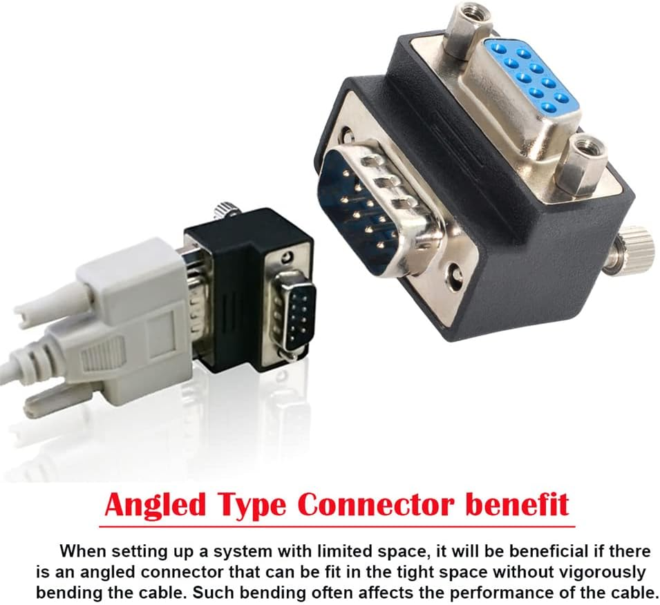 Xiwai DB9P 90 Degree up Angled Gender Changer D-Sub 9Pin RS232 Male to Female Connector Serial Port Extension Adapter image number 1