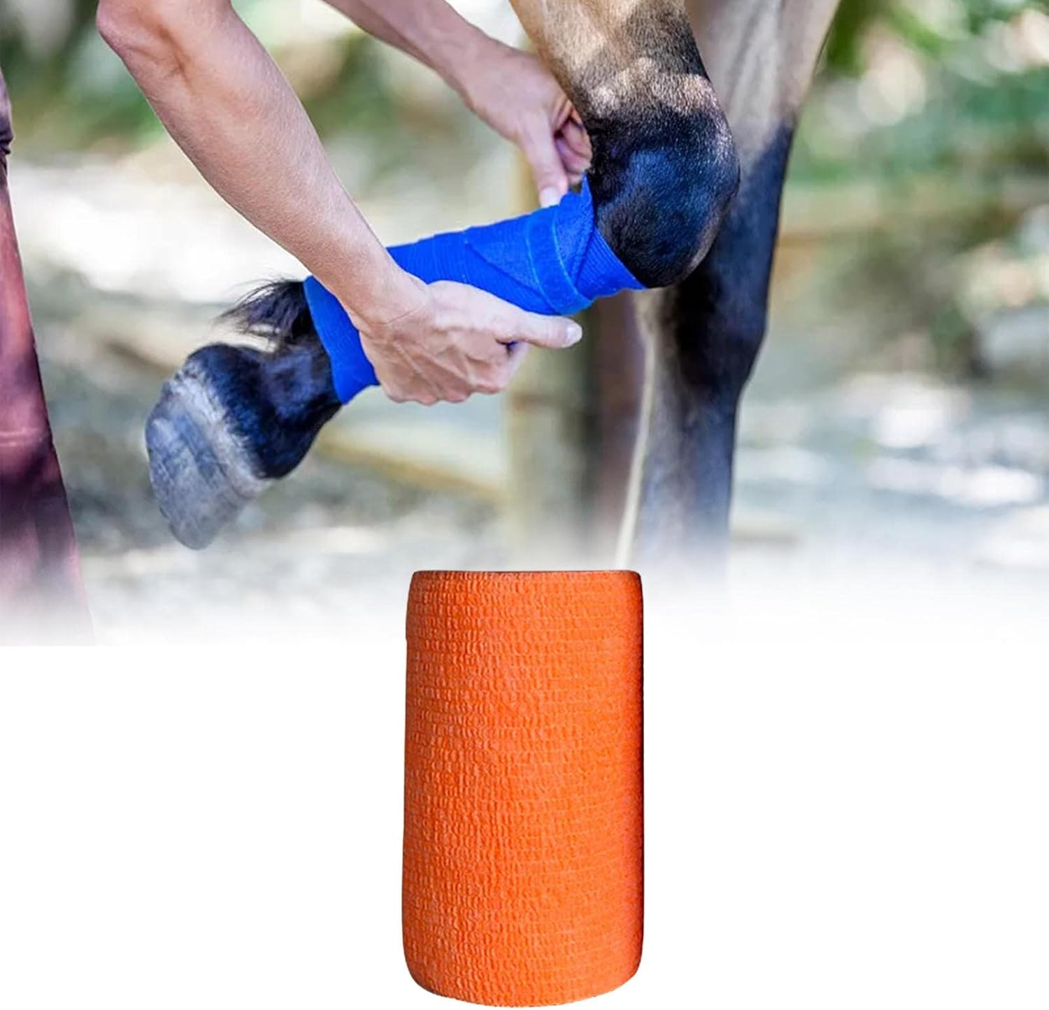 Veterinary Wrap, 4 Inch X, Self Wrap, Non-Woven Wrap for Horses, Dogs, Cats, Elbows, - Blue image number 6