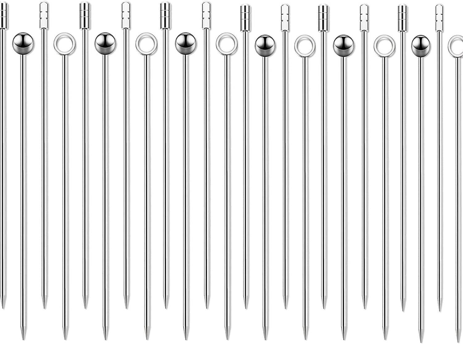 24Pcs Cocktail Picks, Betterjonny Stainless Steel Martini Reusable Sandwich Sticks Appetizer Toothpicks Fruit Stick Metal Cocktail Skewers for Party Home Bar image number 5