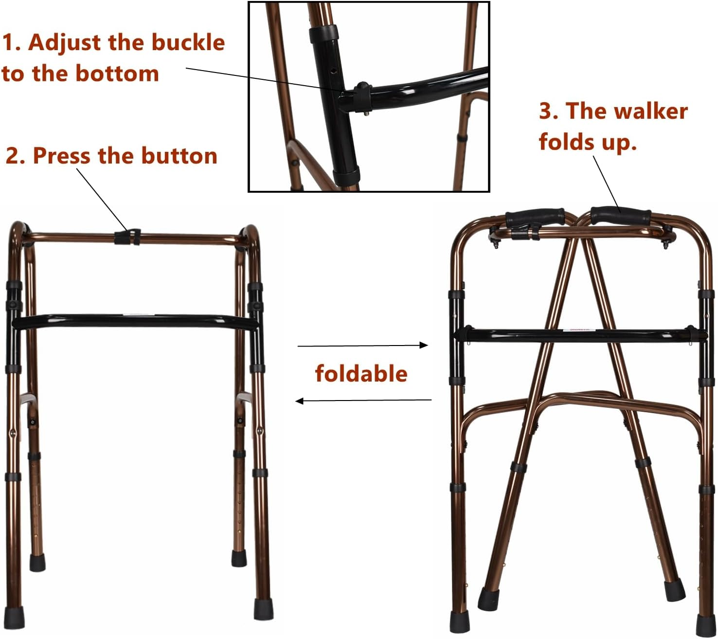 Aluminum Walker for Seniors, Lightweight and Adjustable Height image number 3