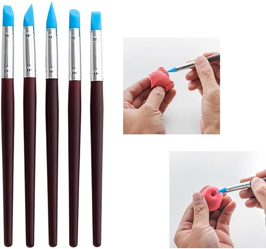 Silicone Clay Sculpting Tools 10 Piece Styling Dots for Rocks, Nails, Blending, Drawing Styling Dots Tools and Pottery Crafts DIY Crafts, Silicone Brushes, Sculpting Pottery (Silicone - 10 Pcs) image number 2