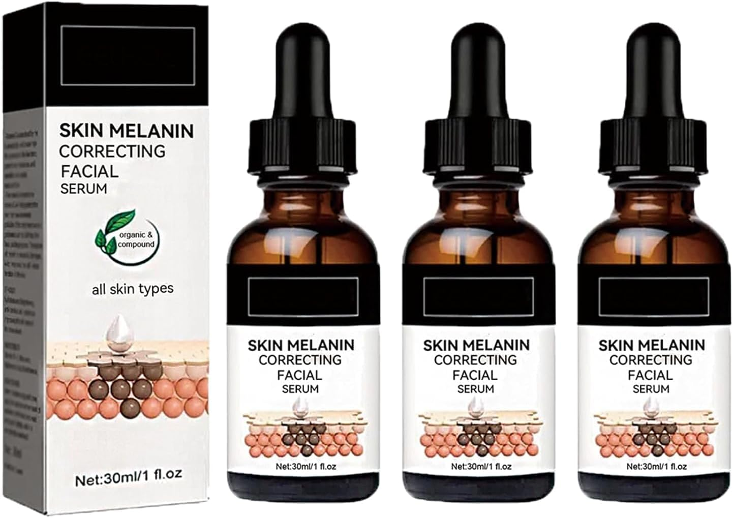 2024 Melanin Correcting Facial Serum, Dark Spot Correcting Radiance Serum,Moisturizing Repairing Serum for Glowing Skin