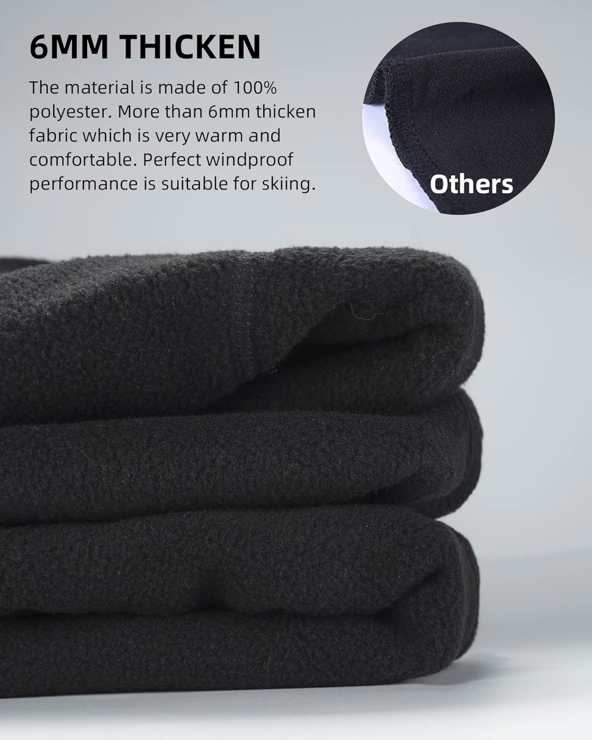 ROCKBROS Ski Mask Thermal Fleece Balaclava Ski Face Mask for Cold Weather Winter Full Face Protective Headgear for Men Women Black image number 5