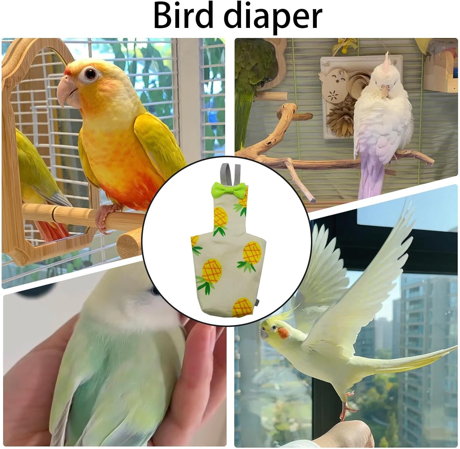 Hkuoeue Pigeon Bird Diaper | Clothes Reusable Washable Parrot Diaper | 2X Training Nappy Pet Supplies, Soft Liners Leak-Proof for Parakeet Cockatiel Macaw Pigeon