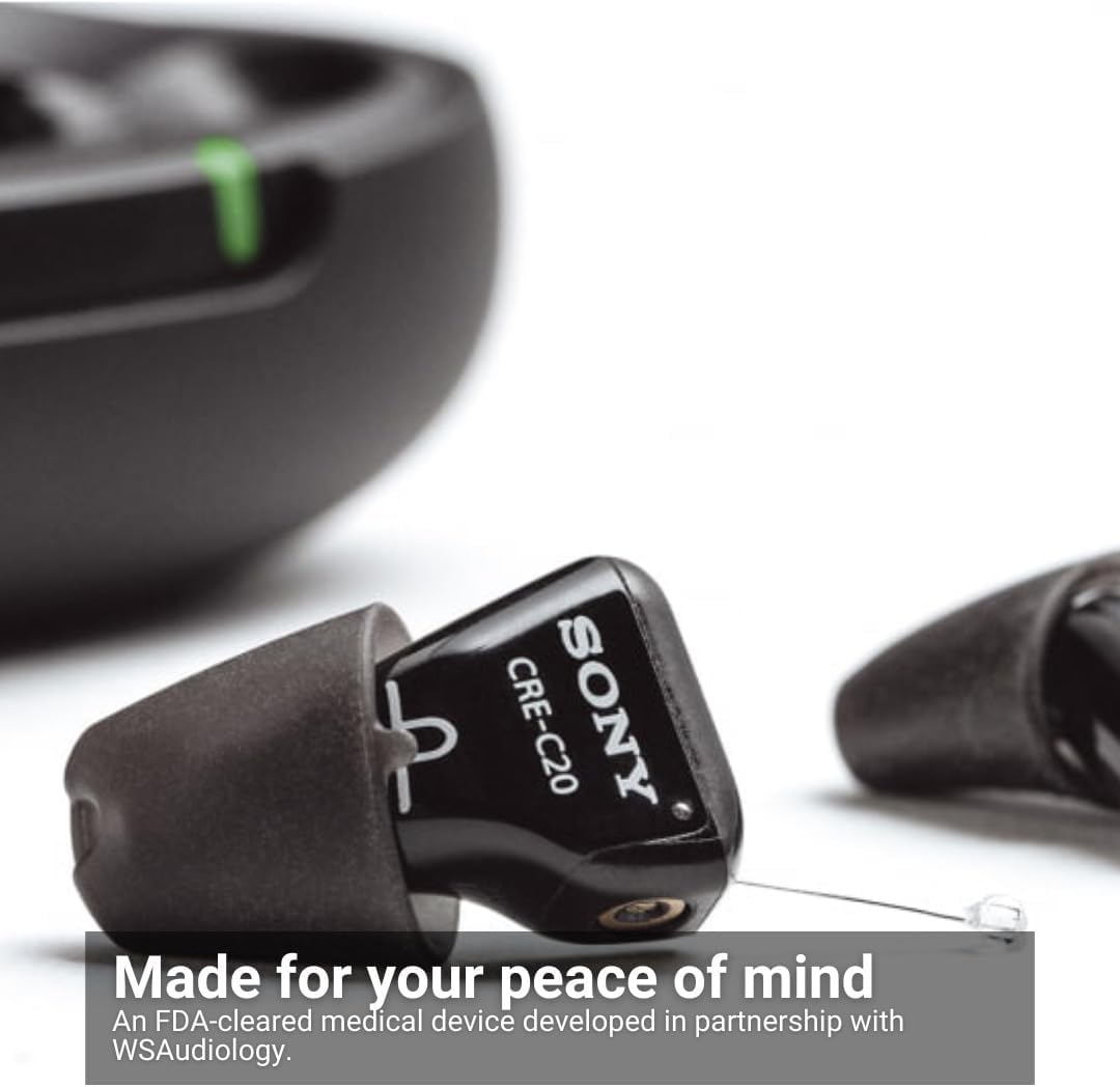 Sony CRE-C20 Self-Fitting OTC Hearing Aids Bundle with Sony CRES2VS Vented Sleeves (Small, 3-Pair) and Sony CRES2VX Vented Sleeves (Extra Small, 3-Pair) (3 Items) image number 1