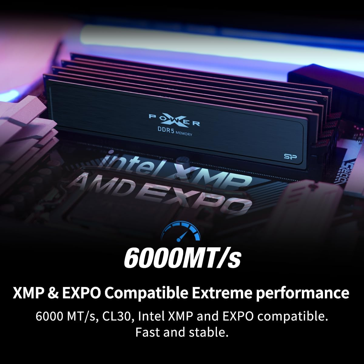 SP Silicon Power XPOWER Pulse 32GB (2X16Gb) CL36 DDR5 6000Mhz Gaming Memory Supports Intel XMP/AMD Expo UDIMM Desktop PC Computer RAM Memory - SP032GXLWU60FFDJ image number 1