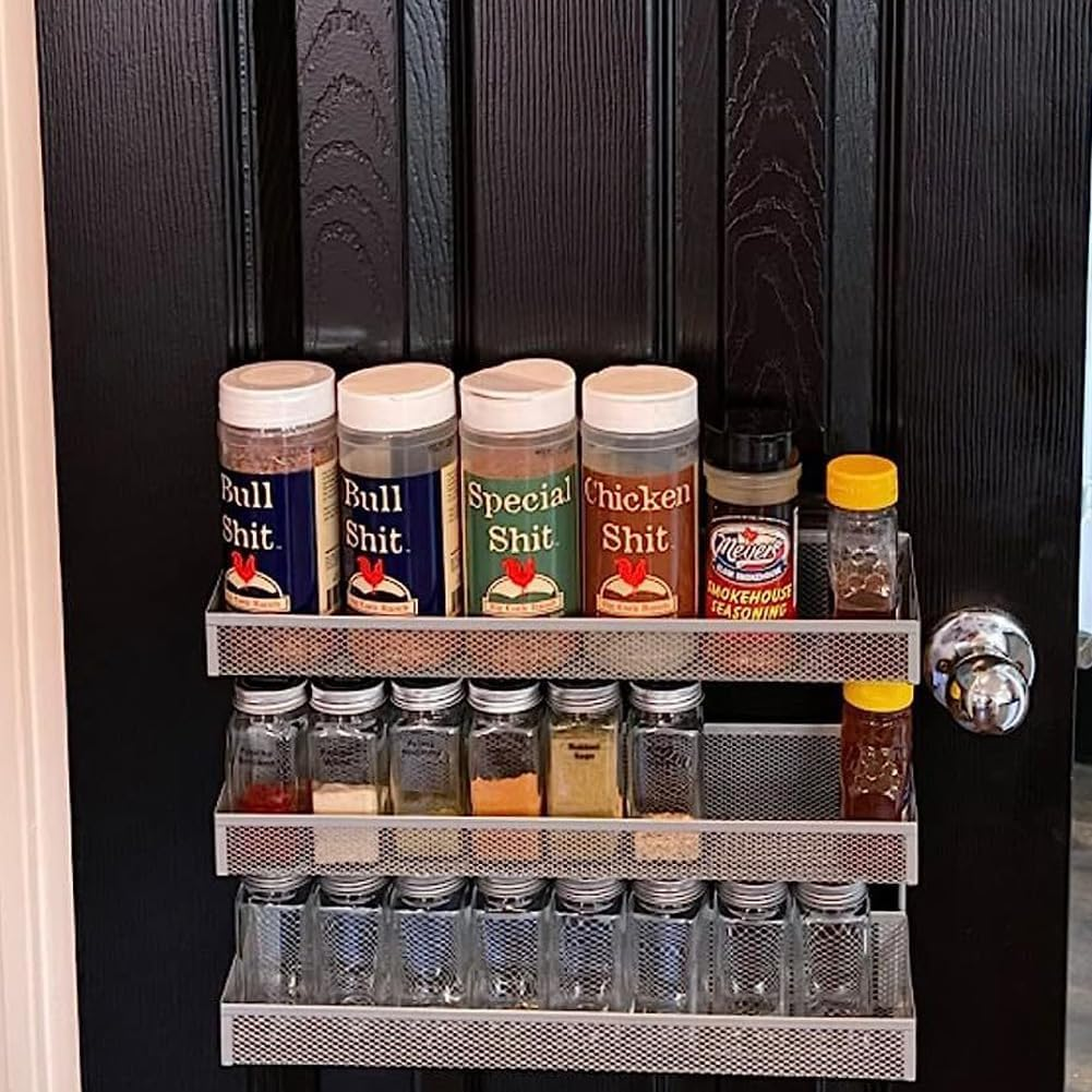 Spice Rack Wall Mounted with 2 Pack,3 Tier Spice Organizer Counter-Top Stand Wall Mounted Storage Rack Hanging Shelf for Kitchen Cabinet, Cupboard, Pantry Door, Bathroom image number 6