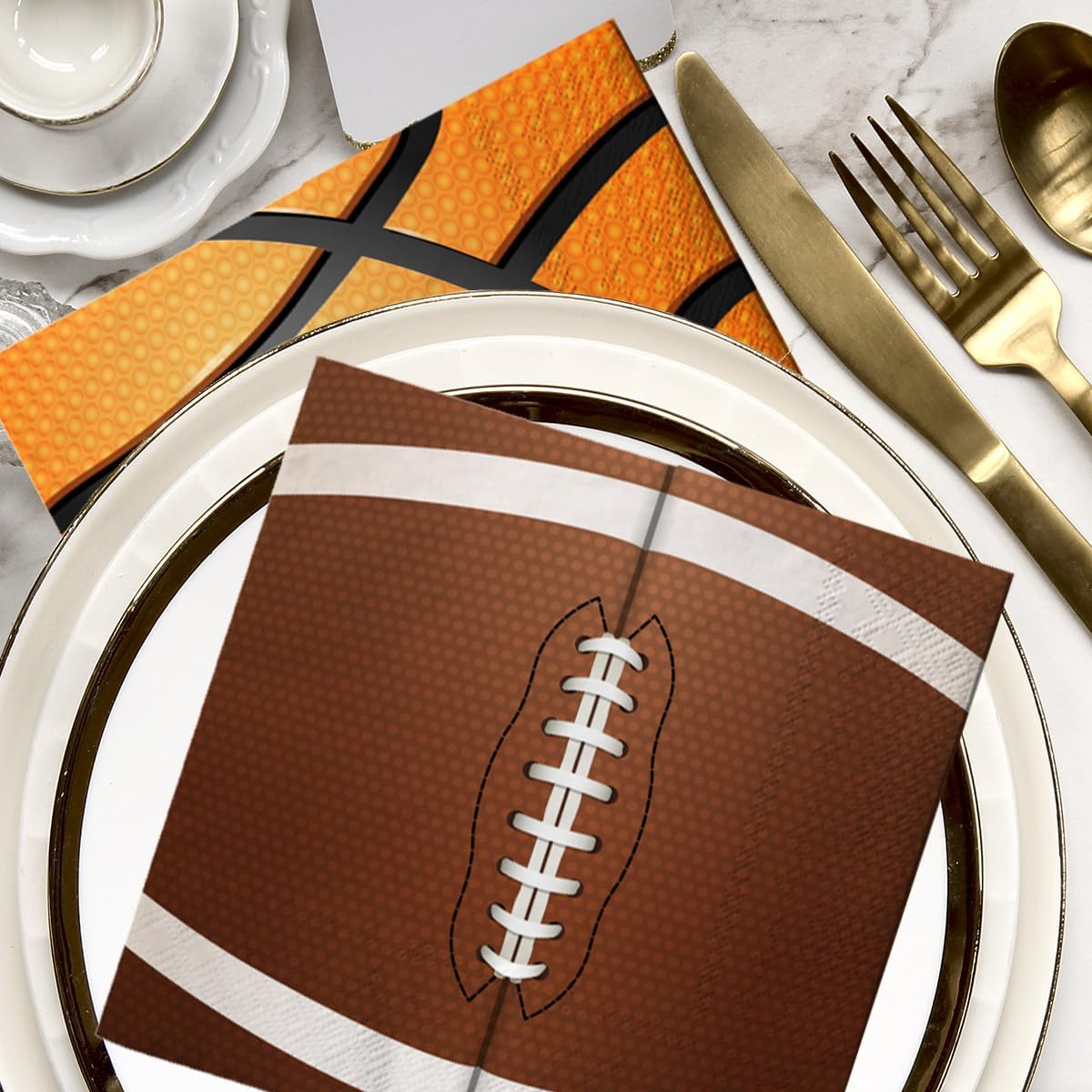 40Pcs Sports Themed Napkins-Sports Party Decorations All Star Basketball Football Baseball Soccer Disposable Paper Napkins for Boys Birthday Party Supplies - Blue - Sub/White/Sub image number 2