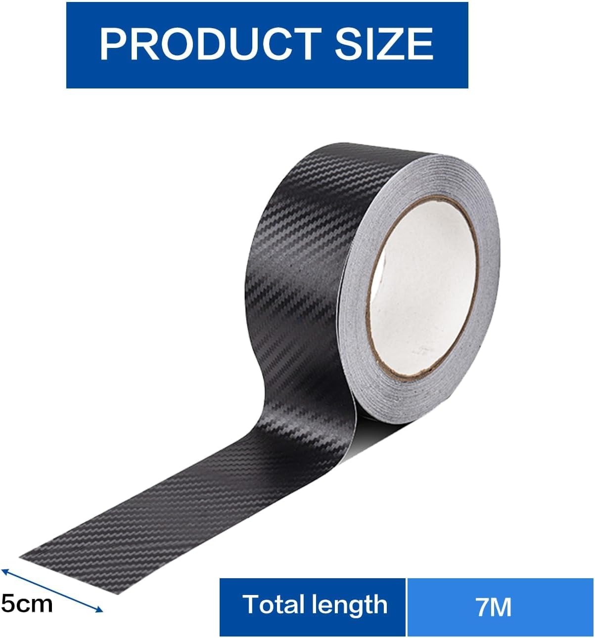 5CM X 7M Carbon Fiber Vinyl Wrap Tape Roll- Self-Adhesive 3D Dry Carbon Film for Chrome Delete, Car Door Edge Guards, Window & Door Detailing | Universal Blackout Tape for Cars & Motorcycles