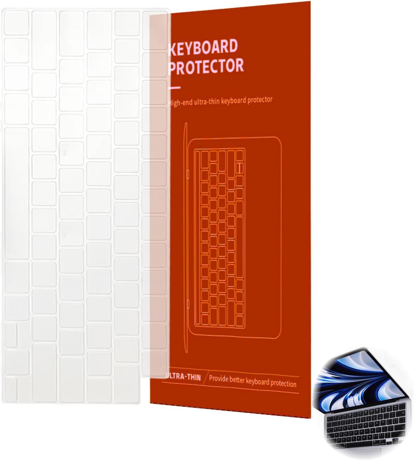 Premium Keyboard Cover Protector for Macbook Pro M1/M2/M3/M4 (14"/16") and Macbook Air M2/M3/M4 (13"/15"), Clear, Reusable, Washable, Thin, TPU - Compatible with US Layout image number 2