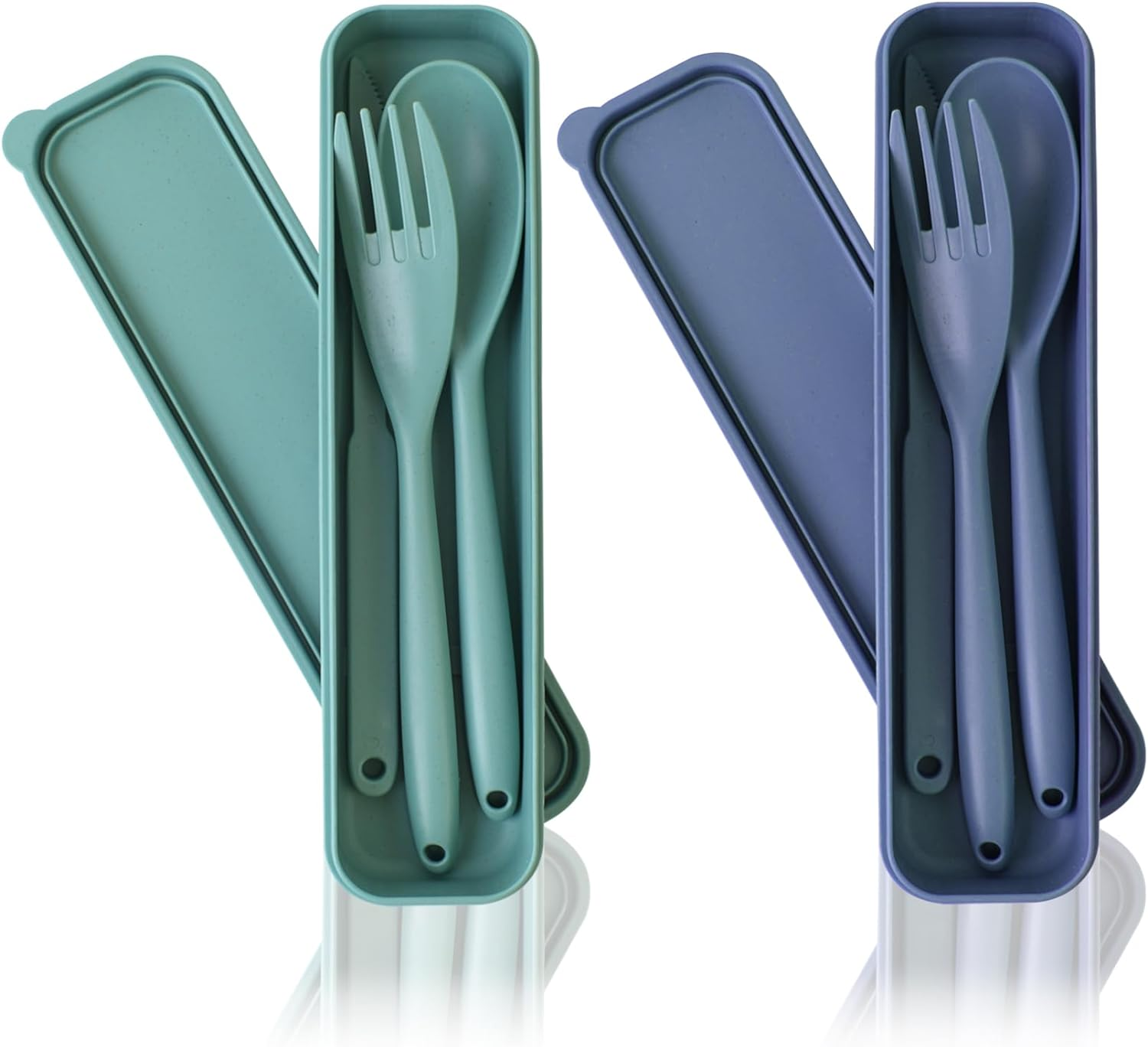 Large Reusable Utensils Set with Case, 2 Sets Portable Cutlery Set for Adults, Travel Fork Spoon Knife for Camping Work Picnic