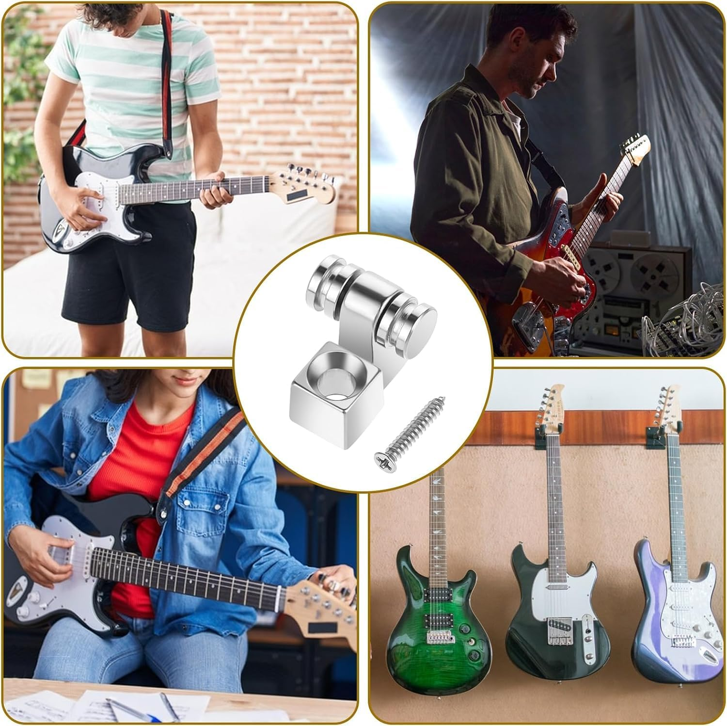 Vintage Roller Guitar String Guides String Trees Retainers, 4Pcs Chrome Roller String Trees Retainers,Roller String Trees String Retainer Guides,Roller String Trees Guides Retainer for Electric Guitar image number 1