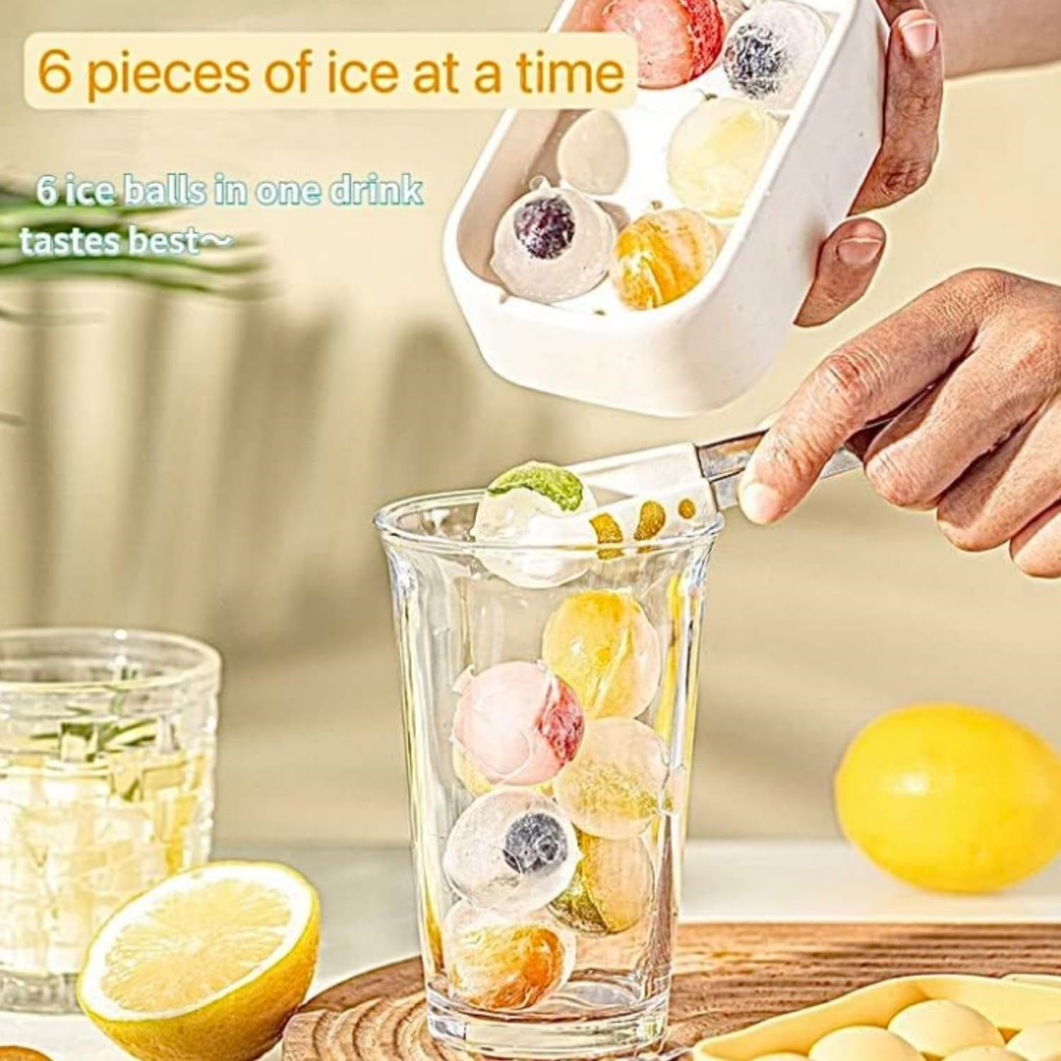 WADY 4Pcs Ice Cube Trays, Ice Ball Maker,Ice Cube Tray with Lid,Silicone Ice Cubes Tray, Suitable for a Variety of Summer Drinks, Stackable Silicone Spherical Ice Cube Moulds DIY Molds (Four Colors)