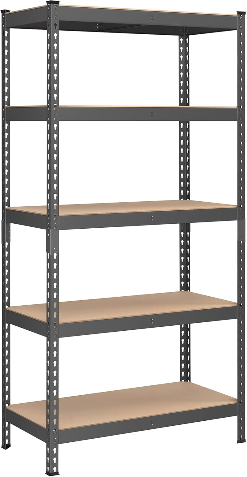 SONGMICS 5-Tier Storage Shelves, Load 2310 Lb, Garage Storage, Boltless Assembly, Adjustable Shelving Unit, 17.7 X 35.4 X 70.9 Inches, for Study Shed Basement, Gray and Natural Beige UGLR450G01 image number 3