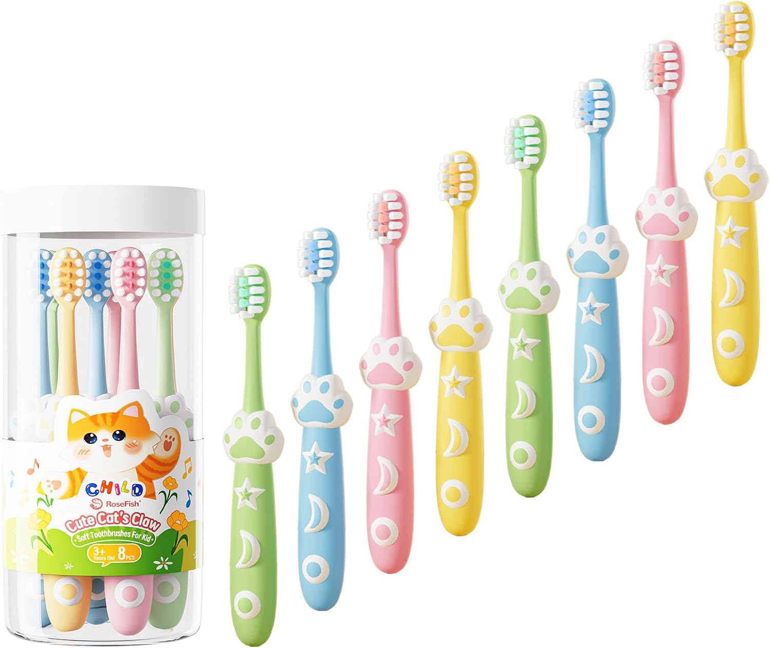 8 Pack Kids Toothbrushes Extra Soft Toddler Toothbrush 2-8 Years Children Manual Toothbrushes for Clean Teeth Cute Kid Toothbrushes Make Your Toddler Love Brushing Teeth image number 2