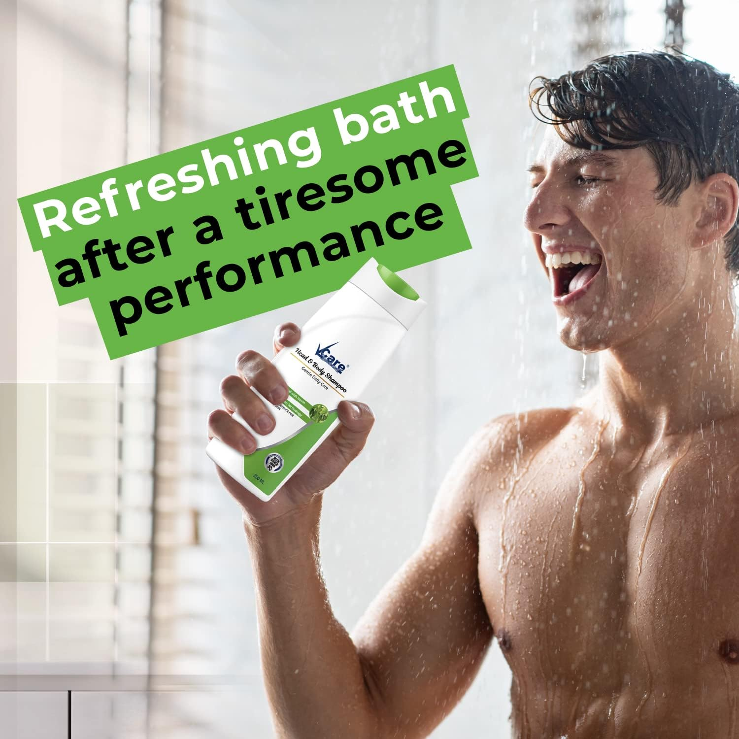 Vcare Head & Body Shampoo, 200 Ml, (Pack of 2), Enriched with Neem and Silver Iron Technology