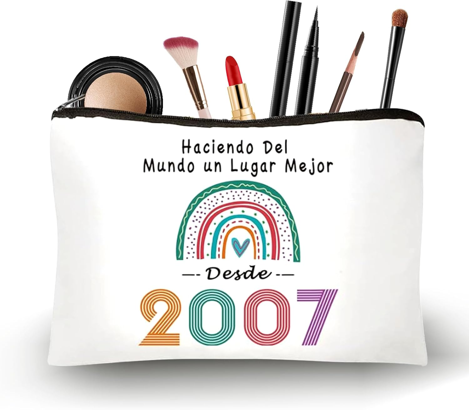 18Th Birthday Gift Cute Small Makeup Bag Large Capacity Rainbow Makeup Bag Fun Zipper Bag Portable Toiletry Bag Girl Birthday Gift Idea for Storage Storage for Girls and Women image number 5