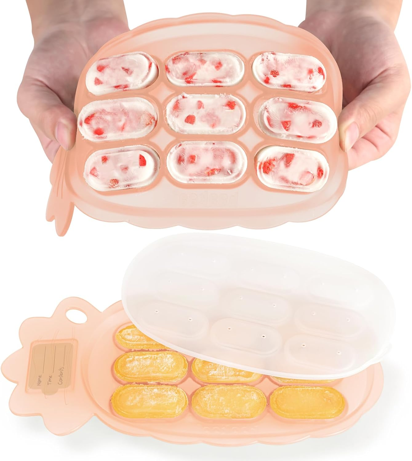 Haakaa Silicone Nibble Freezer Tray -Breastmilk Teething Popsicle Mold - Baby Fruit Food Feeder Teether Tray - Baby Food Maker - Ice Cube Tray - 4 Months+ Babies - BPA Free - Blush