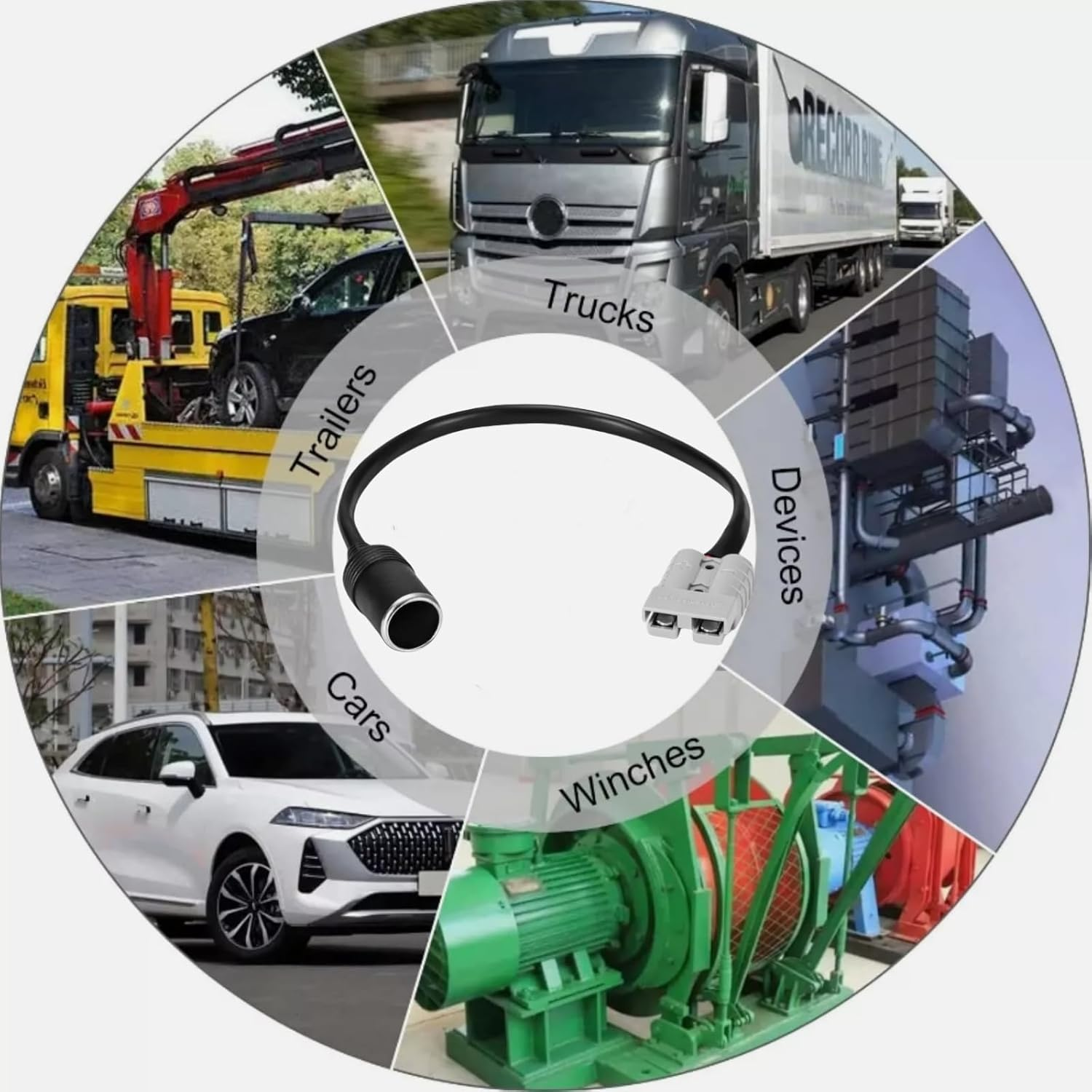 KUGONTC 600V 12V Cigarette Female Socket to Anderson Cable 30CM, 16AWG Cig Extension Wiring Kit with 50A Anderson Style Connector, for In-Car Small Appliances image number 6