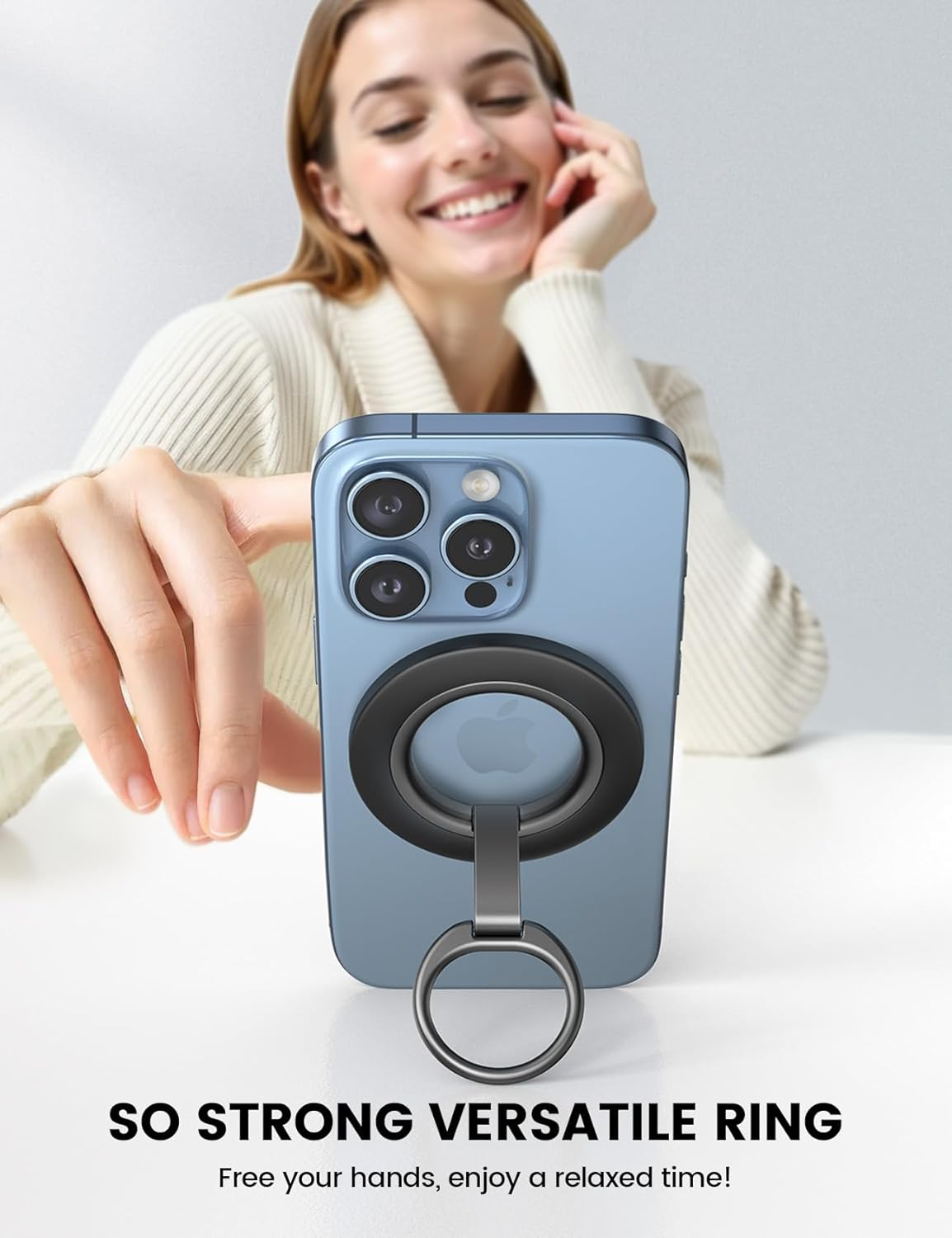 Lamicall 2025 [Stable Dual-Hinge] Magnetic Phone Grip Stand for Mag Safe, Finger Ring Holder Phone Kickstand [Super Magnet] 360&deg; Rotation Ring, Mag Safe Accessories for Iphone 17 Pro Max Air 16 15 14 image number 6