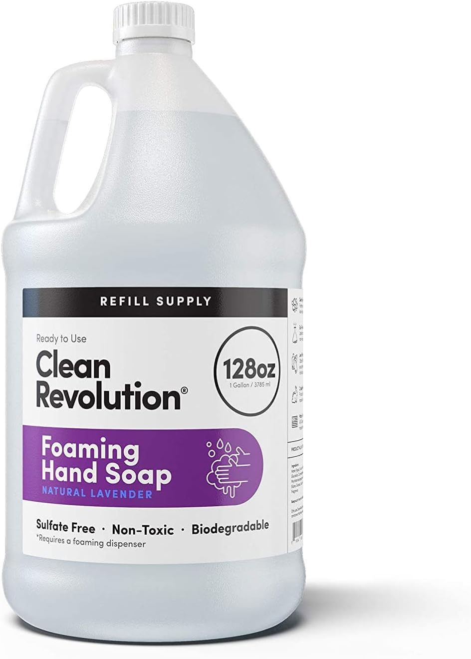 Clean Revolution Foaming Hand Soap Refill Supply Container. Ready to Use Formula. Natural Lavender Fragrance, 128 Fl. Oz image number 4