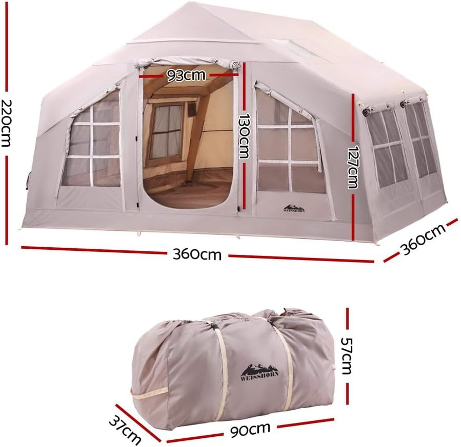 Weisshorn Pop up Inflatable Beach Tent Camping Sun Shelter 6 Person 360 X 360Cm