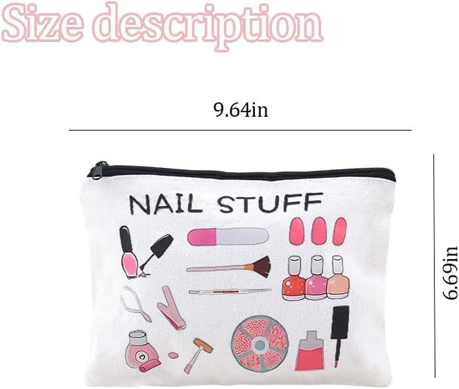 Makeup Cosmetic Bag Nail Stuff Pouch for Women Girls Christmas Birthday Gifts for Sister Niece Grandaughter Canvas Travel Bags Nail Technician Presents for Best Friends - Multicolor image number 4