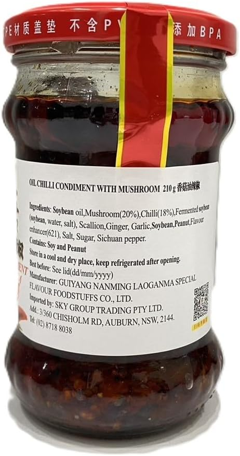Laoganma Oil Chilli Condiment with Mushroom 210 G image number 3