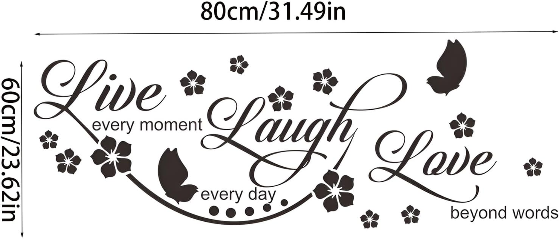 ZGWANSUI Live Laugh Love Mirror Decal, Inspirational Wall Stencils Peel and Stick Quotes, Decorative Wall Stickers Decor Living Room, Motivational Sayings Words for Bedroom Home Wall Art, Silver image number 5