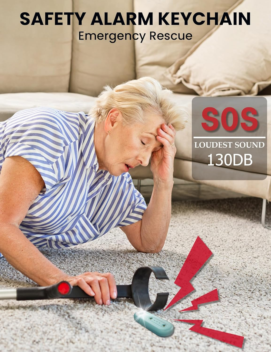 ROTOPATA Personal Safety Alarm Keychain for Women, Rechargeable 130DB Loud Emergency Self Defense Key Chain Siren with LED Strobe Light for Elderly Traveling College Essentials (Light Blue) image number 5