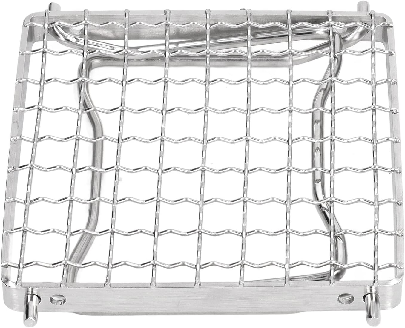 Folding BBQ Grill Rack, Stainless Steel Mini Barbecue Campfire Grill Stove Stand Rack Portable Camping Pot Stand Grid Design with Storage Bag for Outdoor Picnic