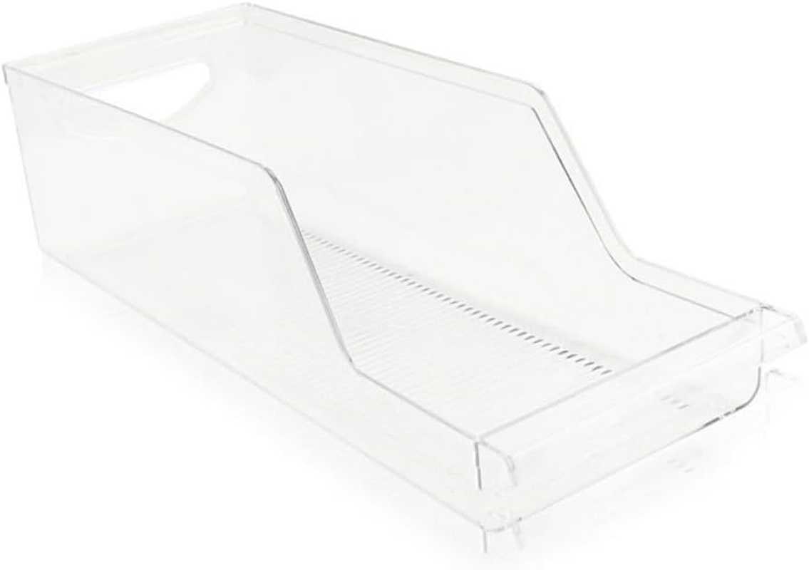 ULTECHNOVO Clear Stackable Refrigerator Beverage Can Dispenser Rack Food Grade PP Fridge Holder for Kitchen Pantry Storage Organiser Space-Saving Drink Storage Box for Eggs and Vegetables image number 6