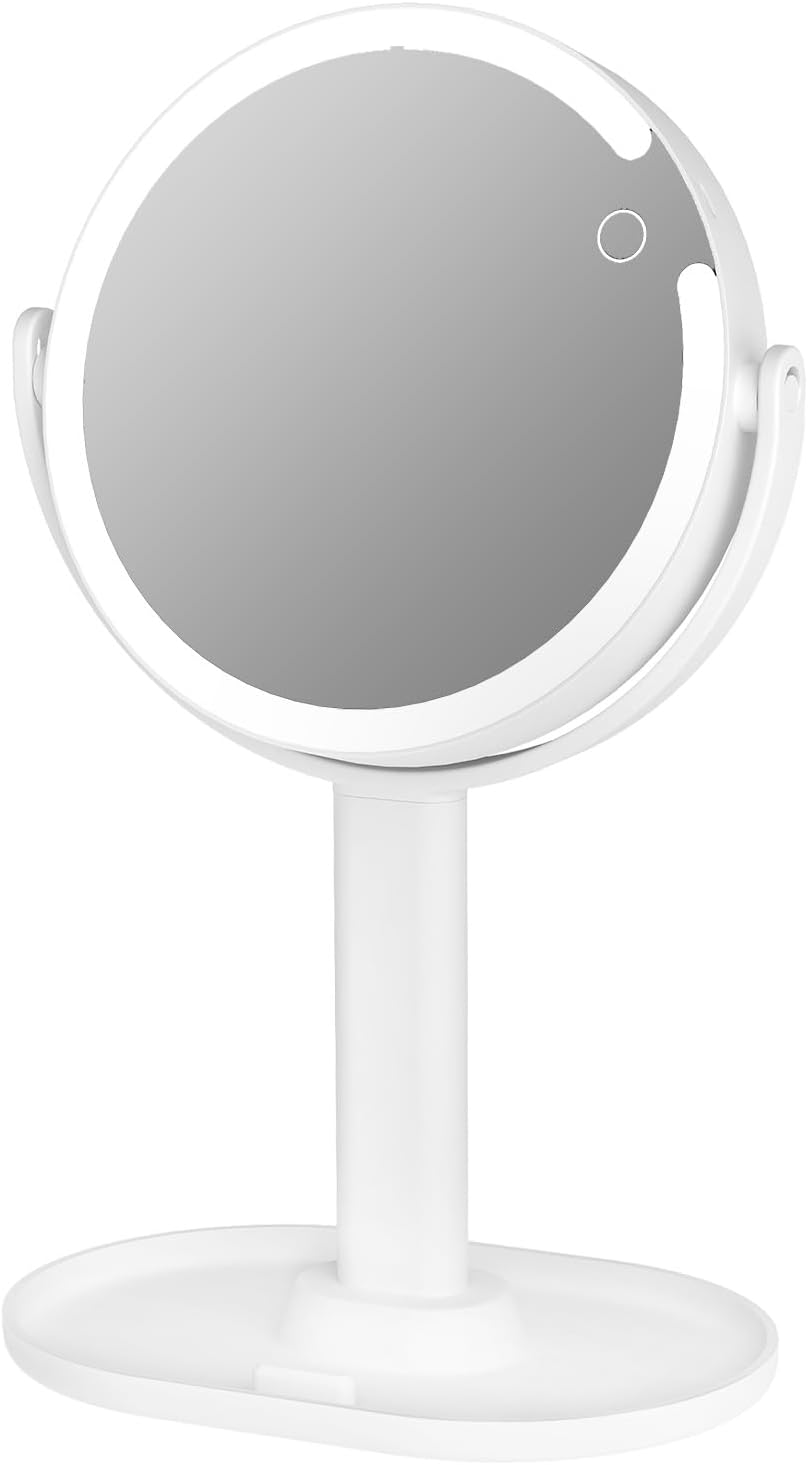 Yezi Makeup Mirror Rechargeable with LED 10X Magnification3 Color Lighting Modes, 80 Leds, 2000Mah Battery, Smart Touch Stepless Dimming, 360&deg; Rotation,Storage Base, Type-C,White Mirror, 37X22.4Cm image number 2