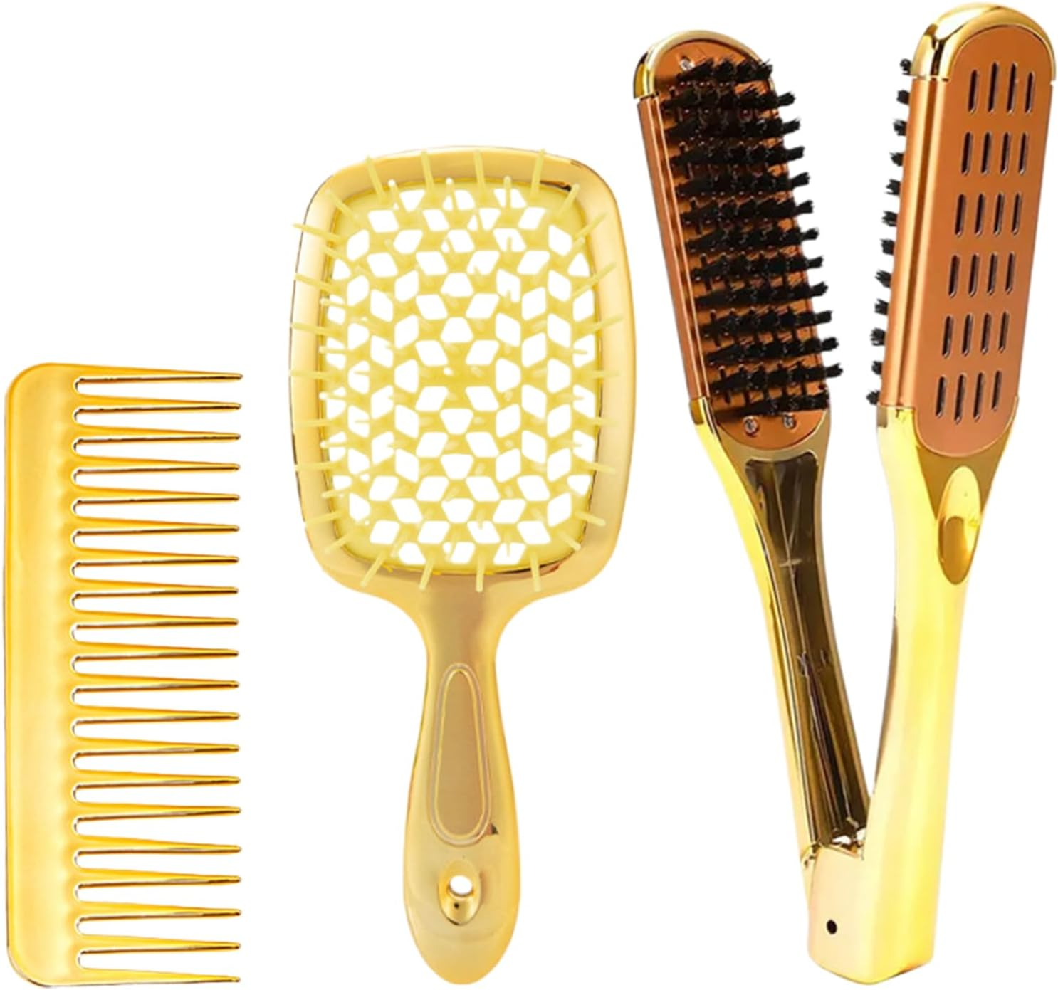 Weqizuerqi Clamp Brush for Straightening Hair | Comb Set for Women | Straightening Brush for Wet Dry Use Men Women Boys Teen Girls Travel Barber Stylist Makeup image number 1