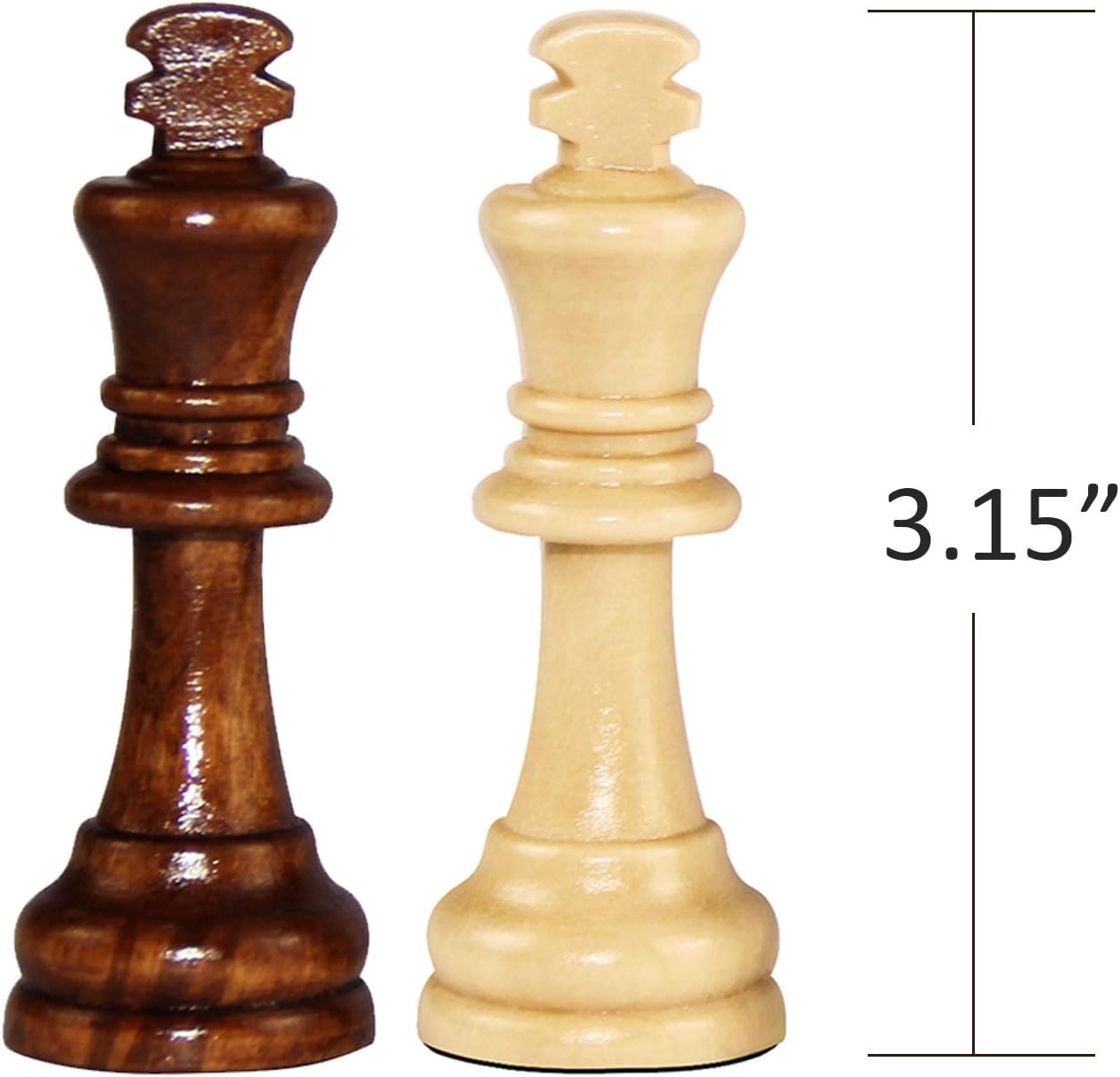 ASNEY Wooden Chess Pieces, Tournament Staunton Wood Chessmen Pieces Only, 3.15" King Figures Chess Game Pawns Figurine Pieces, Includes Storage Bag image number 3