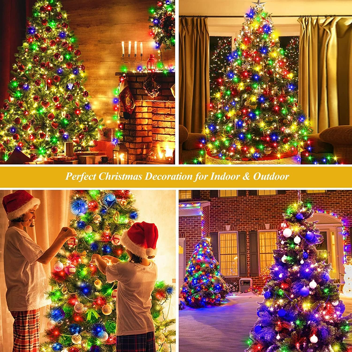 Christmas Tree Lights 280 LED, 2M X 8 Lines Easy to Install Christmas String Lights with 8 Modes, Christmas Decorations Christmas Lights for 1.8M - 2.4M Xmas Tree - Multicolor