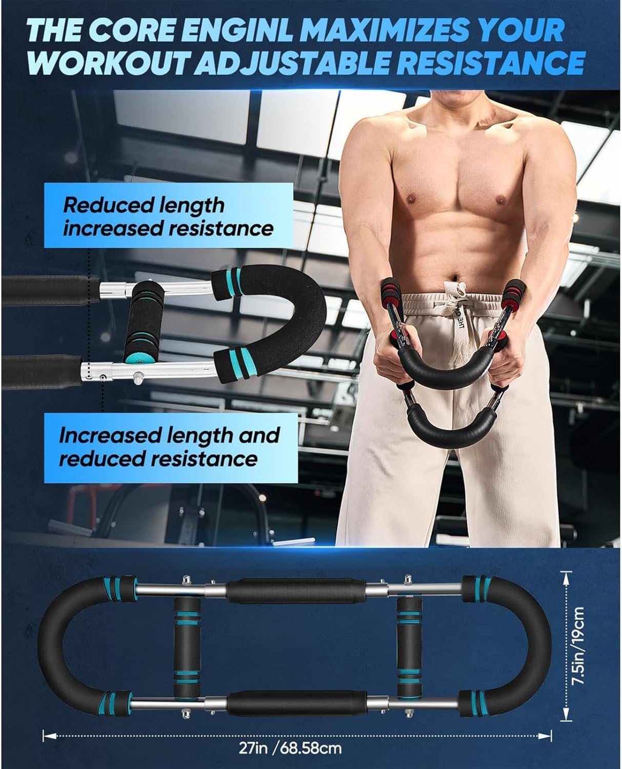 Twister Arm Trainer, 40-100Lb Adjustable Chest Workout Equipment, Arm Trainer, Twister Arm Trainer, Portable Power Twister Bar, Detachable Design Fitness Anywhere image number 2