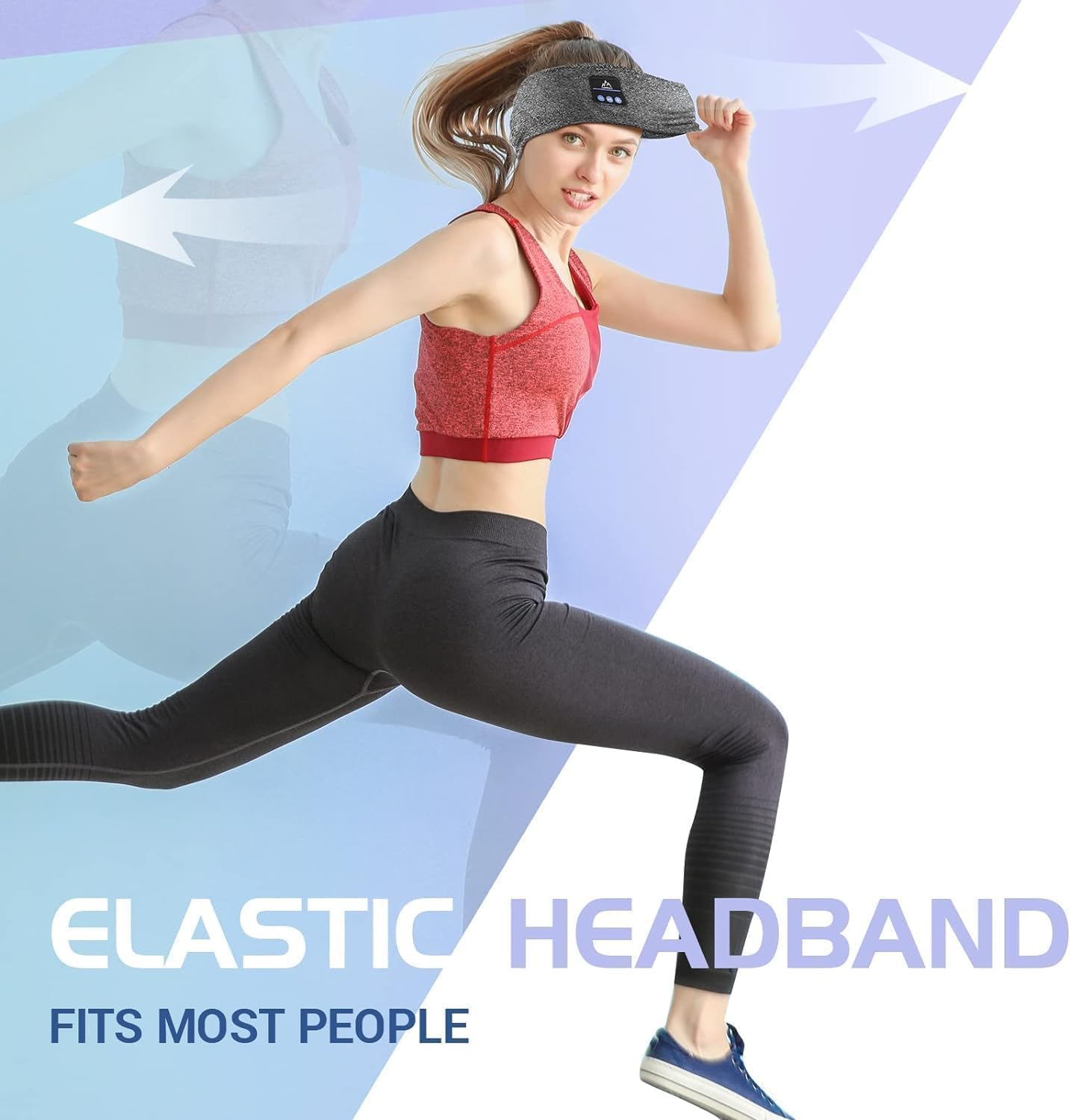 Sleep Headphones Bluetooth Sports Headband, Wireless Music Headband Headphones, IPX6 Waterproof Headphones with Mic for Sleeping Workout Running Side Sleepers Travel Yoga image number 2