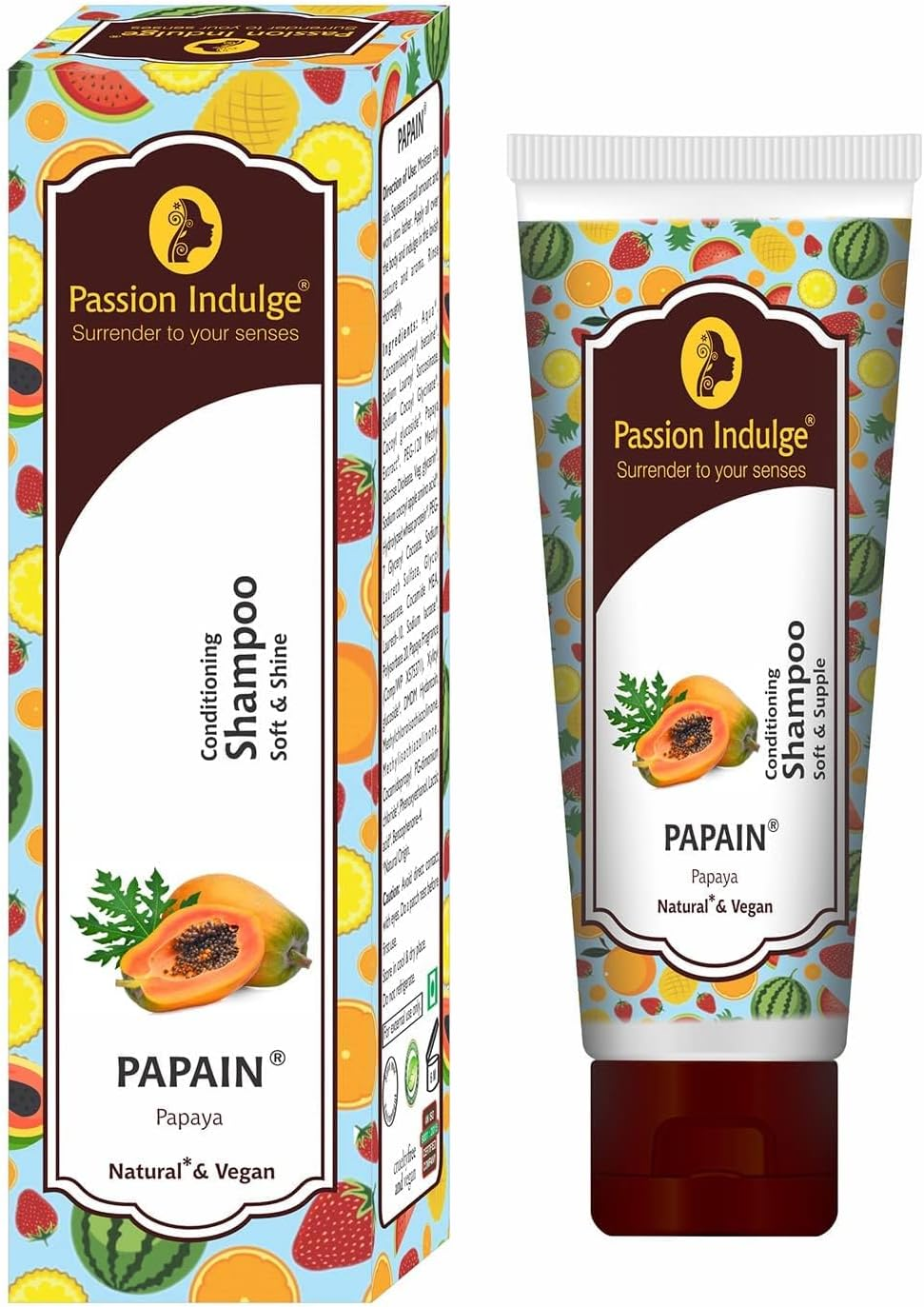 Passion Indulge Papain Papaya Shampoo for Soft & Shine Hair | Hair Shampoo | Paraben & Sulphate Free Shampoo | Shampoo for Women | Shampoo for Men