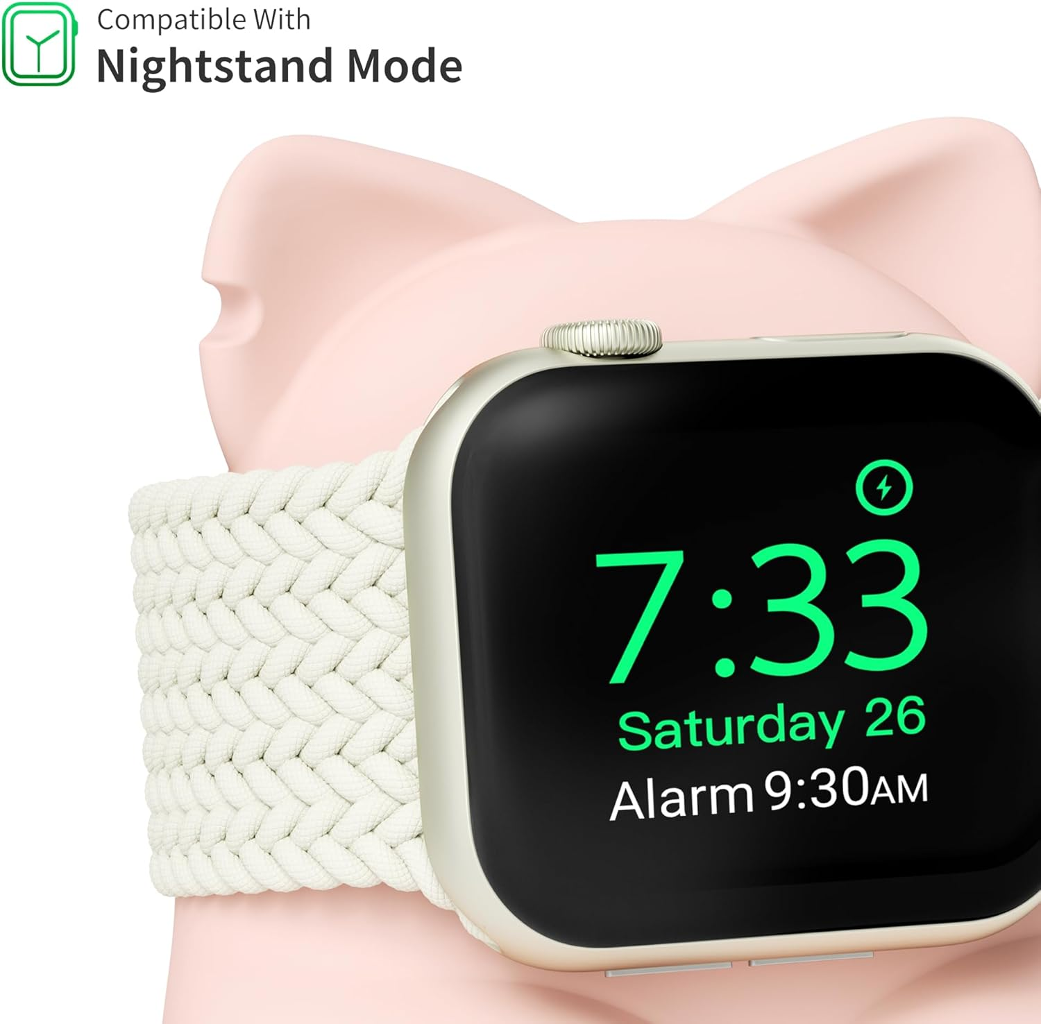 ELETIUO Charger Stand Compatible with Apple Watch Series 49/46/45/44/42/41/40/38Mm Iwatch Ultra2/Ultra/10/9/8/Se2/7/6/Se/5/4/3/2/1,Silicone Charging Dock Organizer Supports Night Stand Mode,Pink