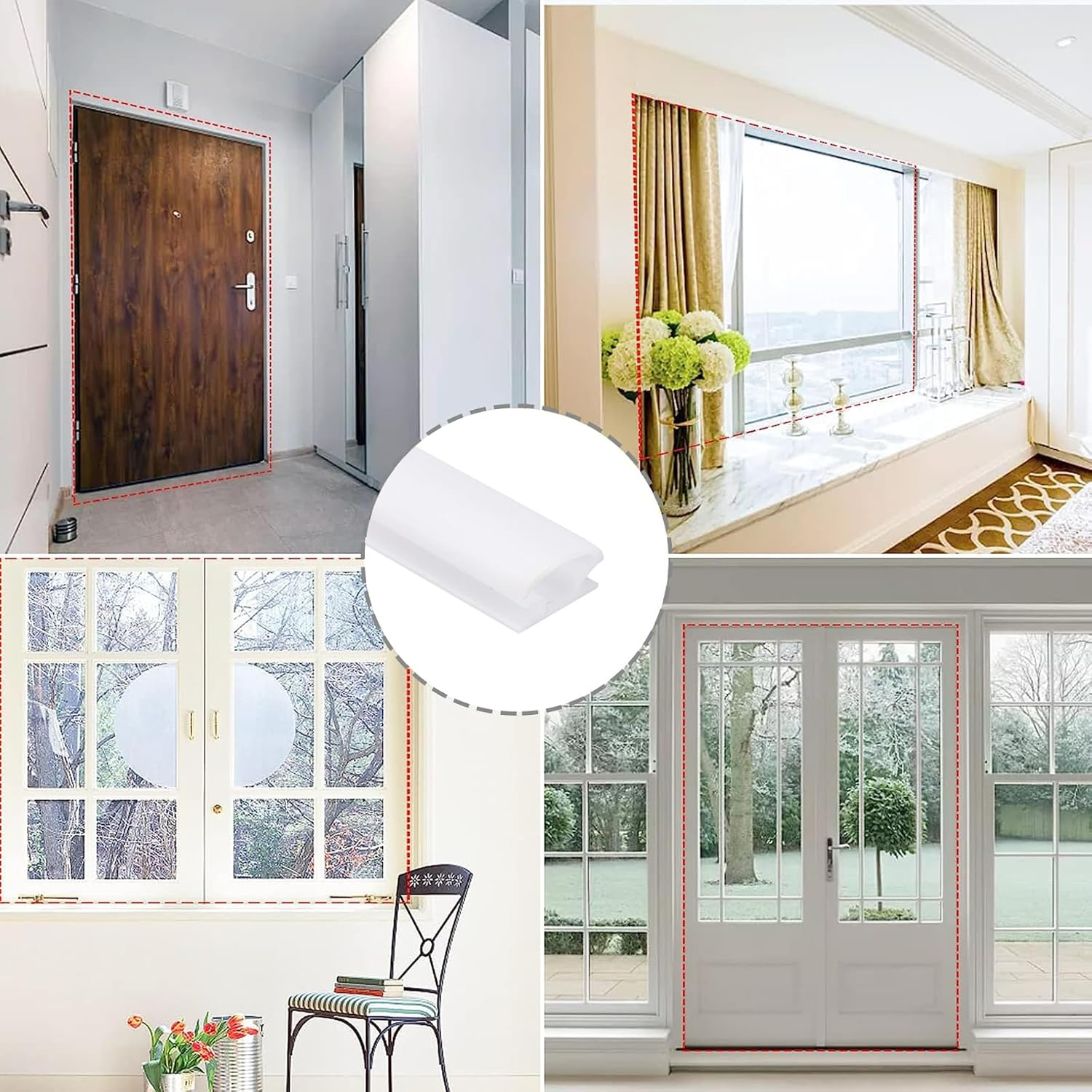 15M D-Shape Rubber Weather Stripping Door Sealing Strip, Self-Adhesive Doors Windows Insulation Strip, Draught Excluder Tape for Door, Anti-Collision Soundproof Strip for 2.5-6Mm Gaps (White) image number 4