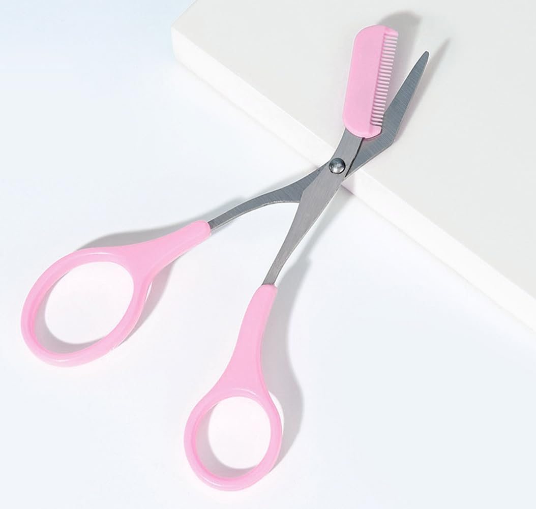 Professional Stainless Steel Eyebrow Grooming Shear Scissors with Plastic Combeyebrow Shaving Scissors Hair Remover Beauty Tool Beauty Accessories for Men and Women image number 6