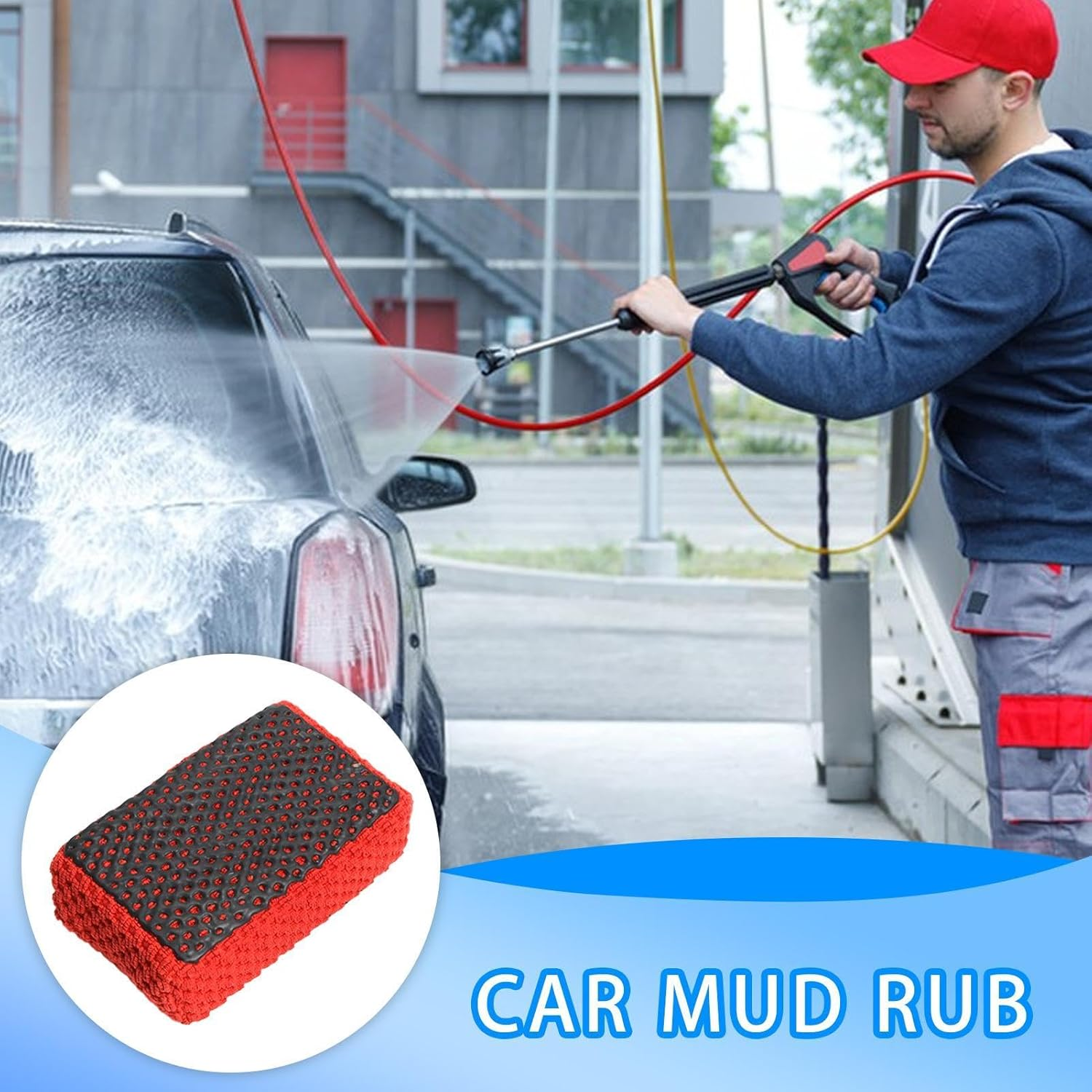 Auto Detailing Sponge - High-Density Car Cleaning Pad, Reusable Vehicle Wash Sponge | Soft Microfiber Car Wash Tool, Lint- Finish, Car Care Accessory, Automotive Cleaning Sponge